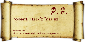 Ponert Hiláriusz névjegykártya